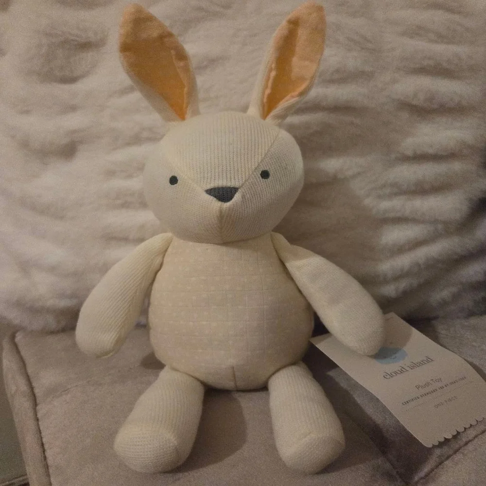 Baby Cloud Island Off-White Orange Bunny Plush Toy One Size